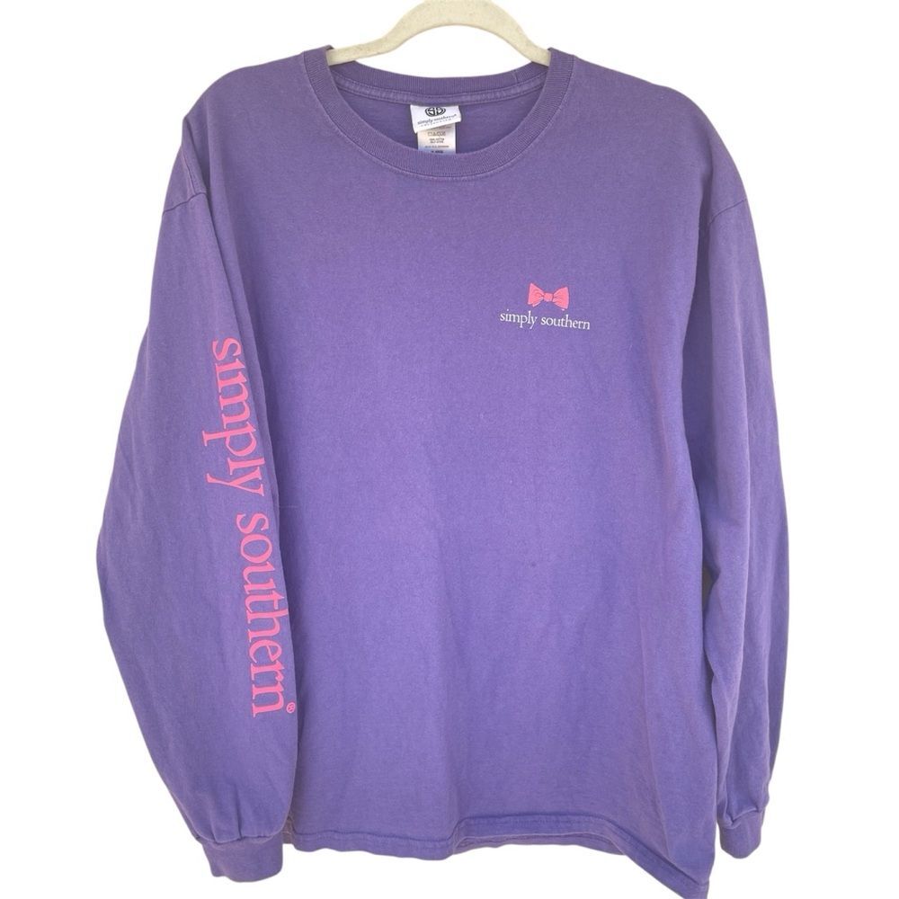 Simply Southern Shoe Print Purple Long Sleeve Tee Size XL